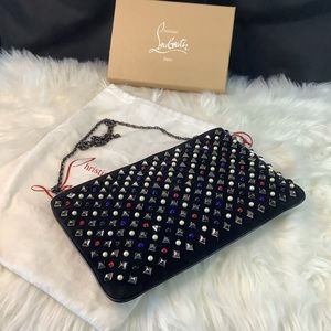 Christian Louboutin Black Clutch with Multicolored Studs